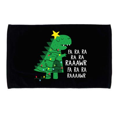 Fa Ra Ra Rawr Tree Rex Funny Merry Christmas Dinosaur Gift Microfiber Hand Towel