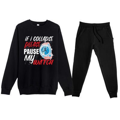 Funny Running Runner Half Marathon Gift Premium Crewneck Sweatsuit Set