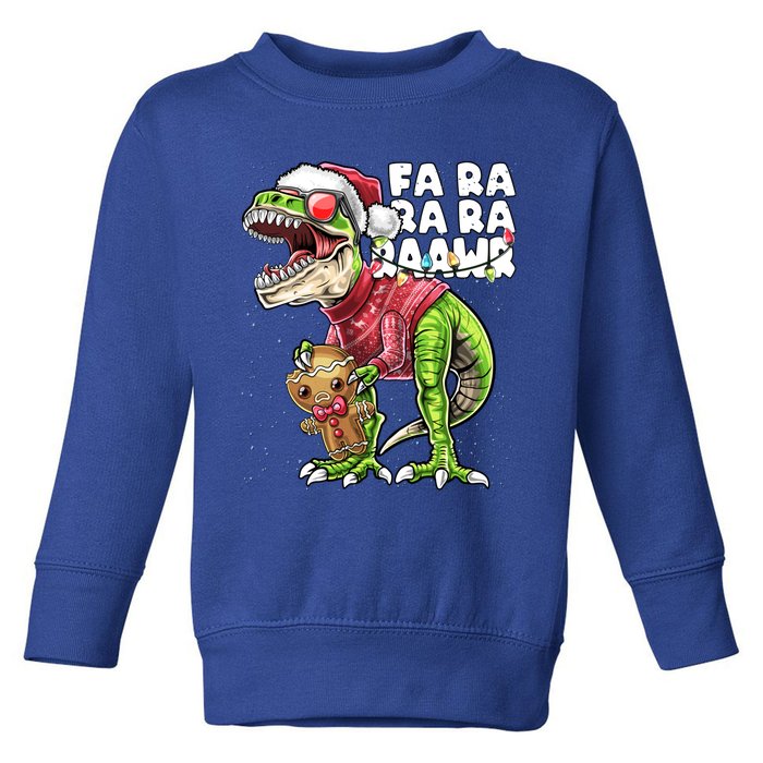 Fa Ra Ra Ra Rawr Dinosaur Ugly Christmas Gingerbread Gift Toddler Sweatshirt