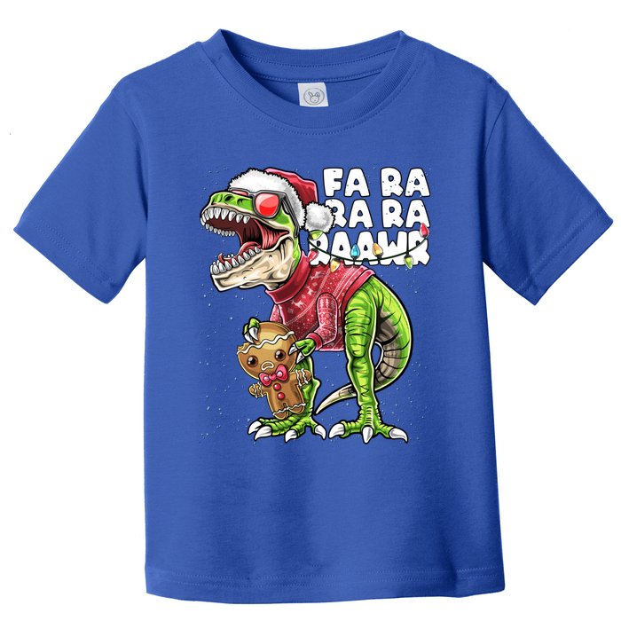 Fa Ra Ra Ra Rawr Dinosaur Ugly Christmas Gingerbread Gift Toddler T-Shirt