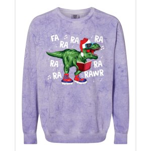 Fa Ra Ra Ra Rawr Funny Christmas Santa Trex Dinosaur Cute Gift Colorblast Crewneck Sweatshirt