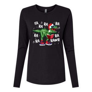 Fa Ra Ra Ra Rawr Funny Christmas Santa Trex Dinosaur Cute Gift Womens Cotton Relaxed Long Sleeve T-Shirt