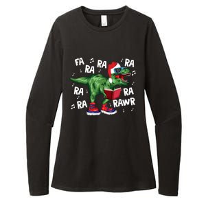 Fa Ra Ra Ra Rawr Funny Christmas Santa Trex Dinosaur Cute Gift Womens CVC Long Sleeve Shirt