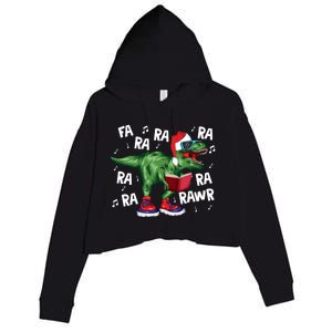 Fa Ra Ra Ra Rawr Funny Christmas Santa Trex Dinosaur Cute Gift Crop Fleece Hoodie