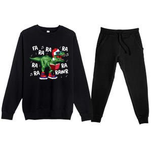 Fa Ra Ra Ra Rawr Funny Christmas Santa Trex Dinosaur Cute Gift Premium Crewneck Sweatsuit Set