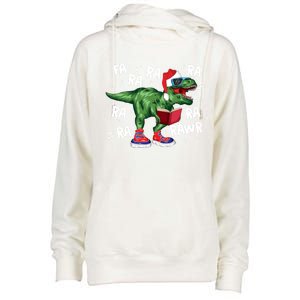 Fa Ra Ra Ra Rawr Funny Christmas Santa Trex Dinosaur Cute Gift Womens Funnel Neck Pullover Hood