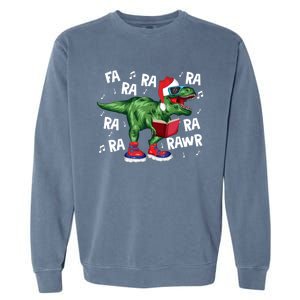 Fa Ra Ra Ra Rawr Funny Christmas Santa Trex Dinosaur Cute Gift Garment-Dyed Sweatshirt