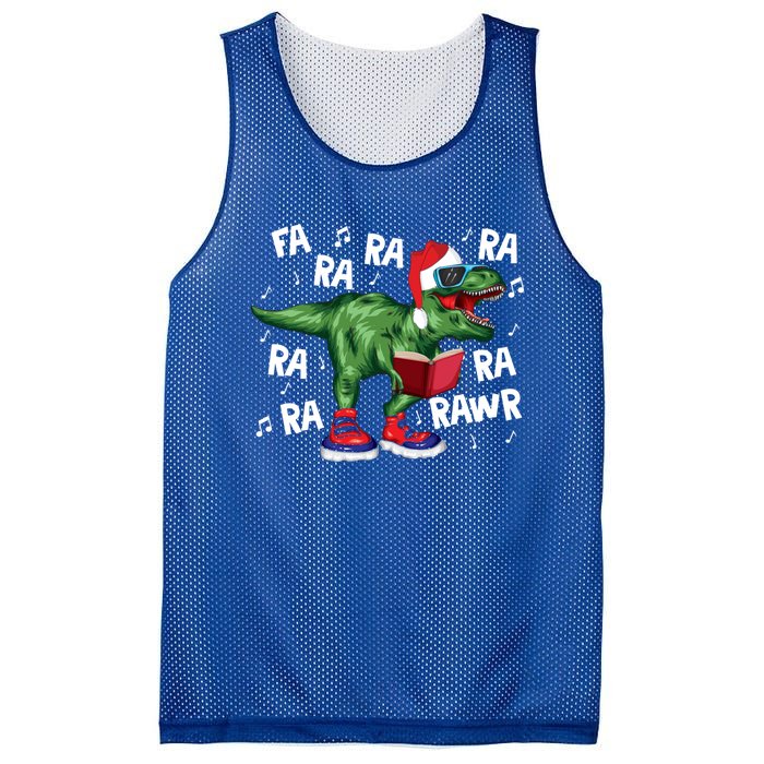 Fa Ra Ra Ra Rawr Funny Christmas Santa Trex Dinosaur Cute Gift Mesh Reversible Basketball Jersey Tank