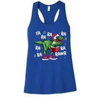 Fa Ra Ra Ra Rawr Funny Christmas Santa Trex Dinosaur Cute Gift Women's Racerback Tank