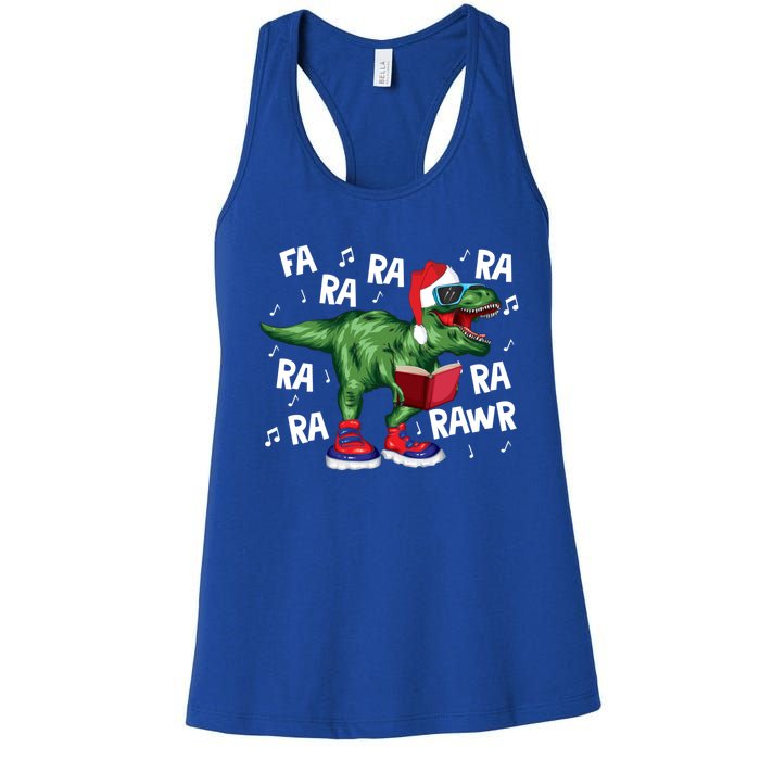 Fa Ra Ra Ra Rawr Funny Christmas Santa Trex Dinosaur Cute Gift Women's Racerback Tank