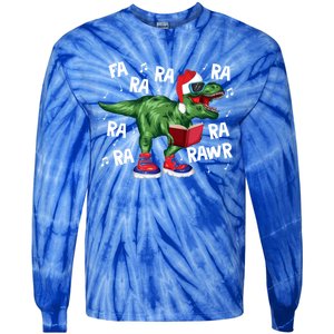 Fa Ra Ra Ra Rawr Funny Christmas Santa Trex Dinosaur Cute Gift Tie-Dye Long Sleeve Shirt