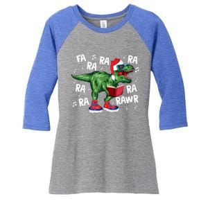 Fa Ra Ra Ra Rawr Funny Christmas Santa Trex Dinosaur Cute Gift Women's Tri-Blend 3/4-Sleeve Raglan Shirt