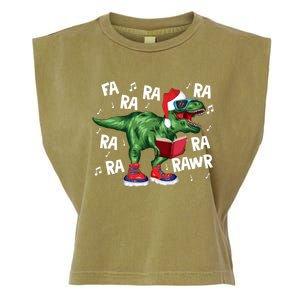 Fa Ra Ra Ra Rawr Funny Christmas Santa Trex Dinosaur Cute Gift Garment-Dyed Women's Muscle Tee