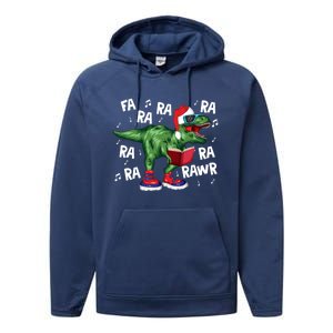 Fa Ra Ra Ra Rawr Funny Christmas Santa Trex Dinosaur Cute Gift Performance Fleece Hoodie