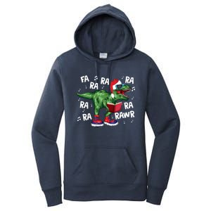 Fa Ra Ra Ra Rawr Funny Christmas Santa Trex Dinosaur Cute Gift Women's Pullover Hoodie