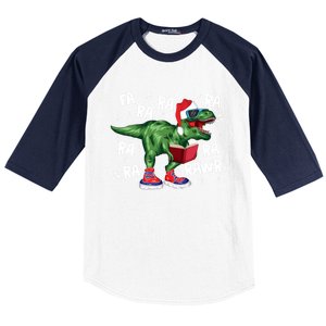 Fa Ra Ra Ra Rawr Funny Christmas Santa Trex Dinosaur Cute Gift Baseball Sleeve Shirt