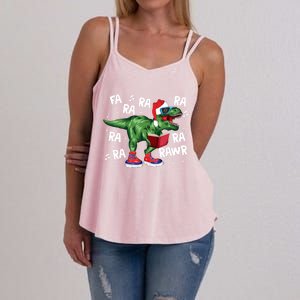 Fa Ra Ra Ra Rawr Funny Christmas Santa Trex Dinosaur Cute Gift Women's Strappy Tank