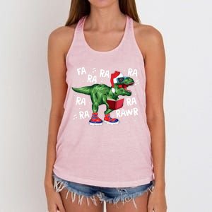 Fa Ra Ra Ra Rawr Funny Christmas Santa Trex Dinosaur Cute Gift Women's Knotted Racerback Tank