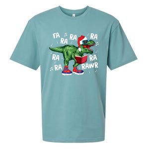 Fa Ra Ra Ra Rawr Funny Christmas Santa Trex Dinosaur Cute Gift Sueded Cloud Jersey T-Shirt