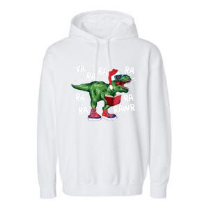 Fa Ra Ra Ra Rawr Funny Christmas Santa Trex Dinosaur Cute Gift Garment-Dyed Fleece Hoodie