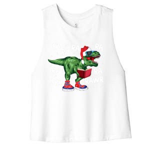 Fa Ra Ra Ra Rawr Funny Christmas Santa Trex Dinosaur Cute Gift Women's Racerback Cropped Tank