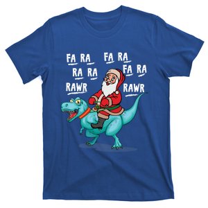 Fa Ra Ra Ra Rawr Santa Riding T Rex Dinosaur Funny Christmas Gift T-Shirt