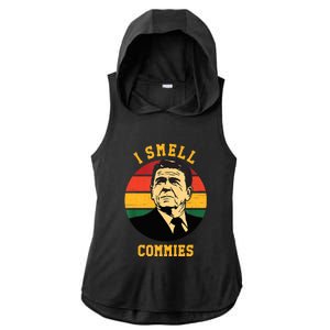 Funny Ronald Reagan I Smell Commies Political Humor Ladies PosiCharge Tri-Blend Wicking Draft Hoodie Tank