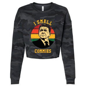 Funny Ronald Reagan I Smell Commies Political Humor Cropped Pullover Crew