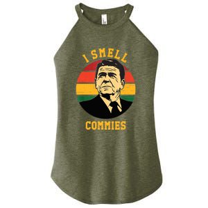 Funny Ronald Reagan I Smell Commies Political Humor Women's Perfect Tri Rocker Tank