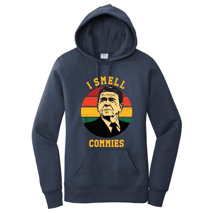 Funny Ronald Reagan I Smell Commies Political Humor Women's Pullover Hoodie