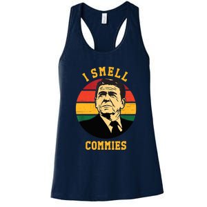 Funny Ronald Reagan I Smell Commies Political Humor Women's Racerback Tank