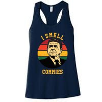 Funny Ronald Reagan I Smell Commies Political Humor Women's Racerback Tank