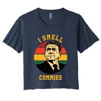 Funny Ronald Reagan I Smell Commies Political Humor Women's Crop Top Tee