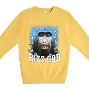 Funny Rizz Rizzler Rizz God Trending Meme Funny Rizz Premium Crewneck Sweatshirt