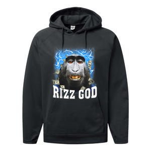 Funny Rizz Rizzler Rizz God Trending Meme Funny Rizz Performance Fleece Hoodie