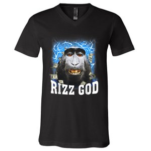 Funny Rizz Rizzler Rizz God Trending Meme Funny Rizz V-Neck T-Shirt