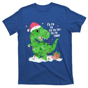 Fa Ra Ra Rawr Funny Trex Dinosaur Christmas Tree And Lights Gift T-Shirt