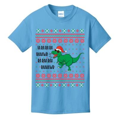 Fa Ra Ra Rawr Dinosaur Santa Hat Ugly Sweater Christmas Trex Great Gift Kids T-Shirt