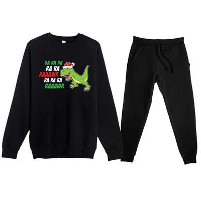 Fa Ra Ra Rawr Funny Dinosaur Christmas Gift Premium Crewneck Sweatsuit Set