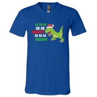 Fa Ra Ra Rawr Funny Dinosaur Christmas Gift V-Neck T-Shirt