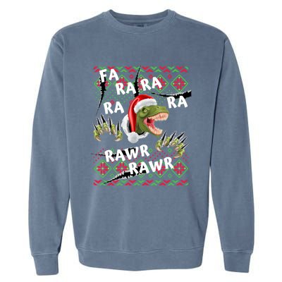 Fa Ra Ra Rawr Rawr Christmas Dinosaurs Xmas Pajamas Gift Garment-Dyed Sweatshirt