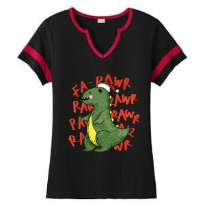 Fa Ra Ra Rawr Santa Hat T Rex Dinosaur Christmas Cool Gift Ladies Halftime Notch Neck Tee