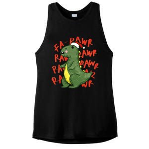 Fa Ra Ra Rawr Santa Hat T Rex Dinosaur Christmas Cool Gift Ladies PosiCharge Tri-Blend Wicking Tank