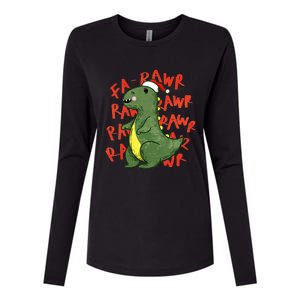 Fa Ra Ra Rawr Santa Hat T Rex Dinosaur Christmas Cool Gift Womens Cotton Relaxed Long Sleeve T-Shirt