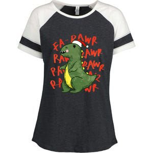 Fa Ra Ra Rawr Santa Hat T Rex Dinosaur Christmas Cool Gift Enza Ladies Jersey Colorblock Tee