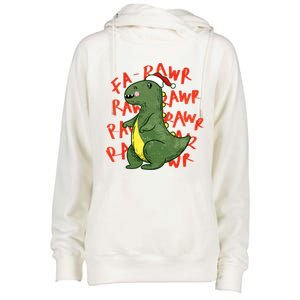 Fa Ra Ra Rawr Santa Hat T Rex Dinosaur Christmas Cool Gift Womens Funnel Neck Pullover Hood