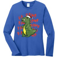 Fa Ra Ra Rawr Santa Hat T Rex Dinosaur Christmas Cool Gift Ladies Long Sleeve Shirt