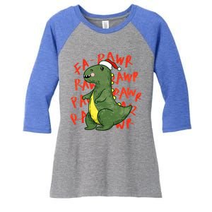 Fa Ra Ra Rawr Santa Hat T Rex Dinosaur Christmas Cool Gift Women's Tri-Blend 3/4-Sleeve Raglan Shirt