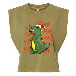 Fa Ra Ra Rawr Santa Hat T Rex Dinosaur Christmas Cool Gift Garment-Dyed Women's Muscle Tee