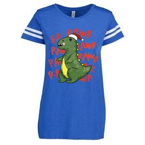 Fa Ra Ra Rawr Santa Hat T Rex Dinosaur Christmas Cool Gift Enza Ladies Jersey Football T-Shirt